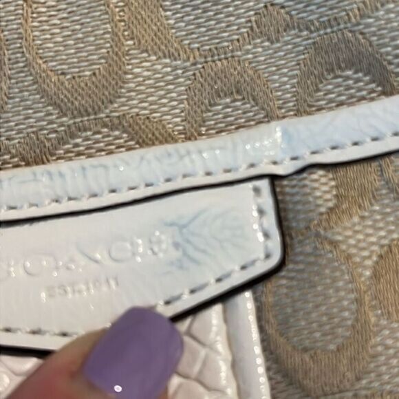 Coach Tan and White Patent Leather C Signature Crossbody Bag - Picture 8 of 16
